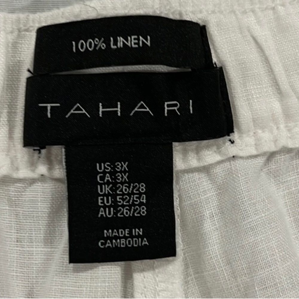 TAHARI white linen pull on shorts size women’s 3X - Picture 6 of 7
